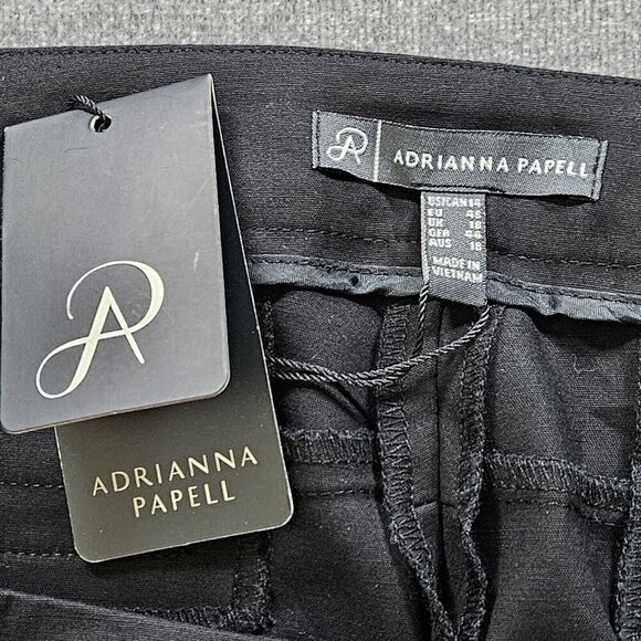 Adrianna Papell Pants Womens 14 Black High Waist Tapered Pockets Stretch Ankle - Picture 3 of 15